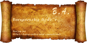 Benyovszky Azár névjegykártya